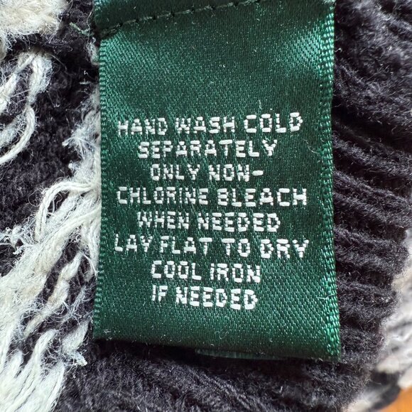 Fair Isle Lauren Ralph Lauren Active Size XL Black White Full Zip Cardigan - Picture 9 of 13